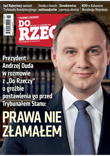 Okładka tygodnika „Do Rzeczy”, wydanie nr 15/2016 (166)