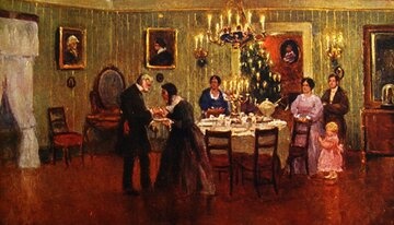 Wigilia, Boże Narodzenie. Poczt&oacute;wka B. Rychter-Janowskiej z&nbsp;1935 roku