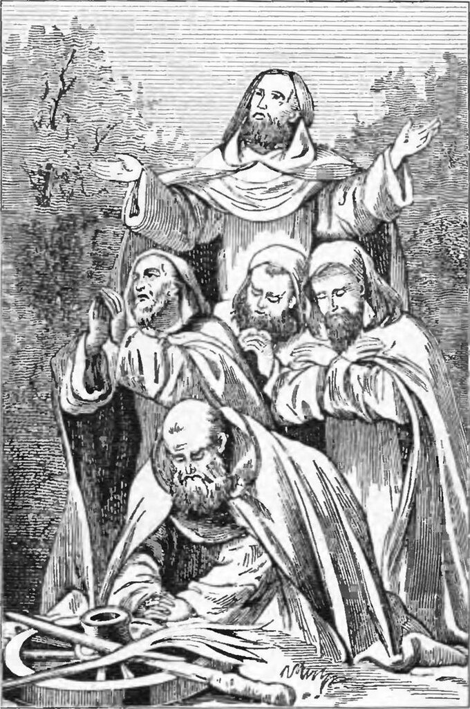 Ilustracja przedstawiająca Pięciu Braci Męczenników z książki pt. Żywoty Świętych Pańskich na wszystkie dnie roku