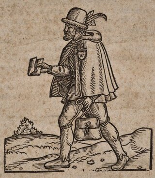 Wrocławski goniec pieszy z XVI wieku, rycina zamieszczona w regulaminie dla gońców miejskich z 1635 roku