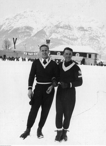Stanisław Marusarz i&nbsp;Bronisław Czech w&nbsp;Garmisch-Partenkirchen w&nbsp;1935 roku