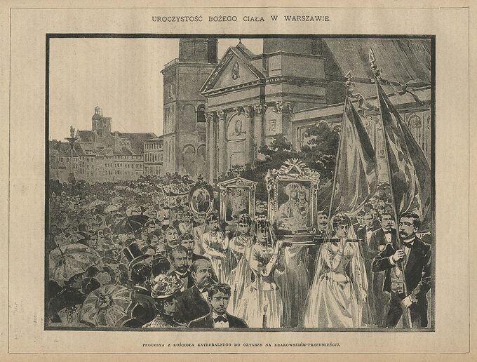 Procesja w święto Bożego Ciała w Warszawie w 1890 roku