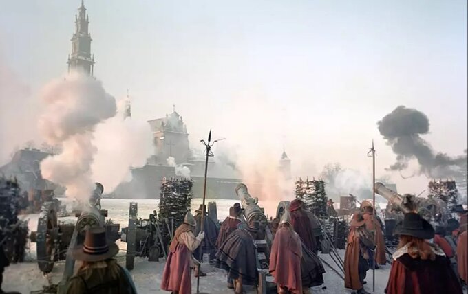Kadr z filmu "Potop" - Szwedzi oblegają Jasną Górę