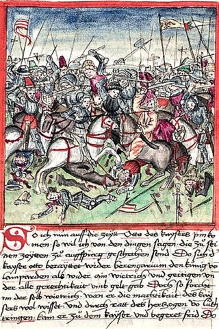Bitwa na Lechowym Polu, ilustracja z 1457 roku
