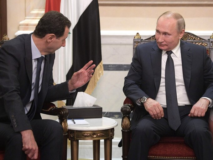 Prezydent Syrii Baszar al-Asad i prezydent Rosji Władimir Putin podczas spotkania w 2020 r.