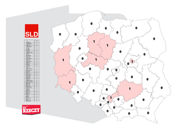 Podział mandat&oacute;w w&nbsp;okręgach -&nbsp;Sojusz Lewicy Demokratycznej