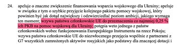 Fragment rezolucji PE dot. białej księgi obronności