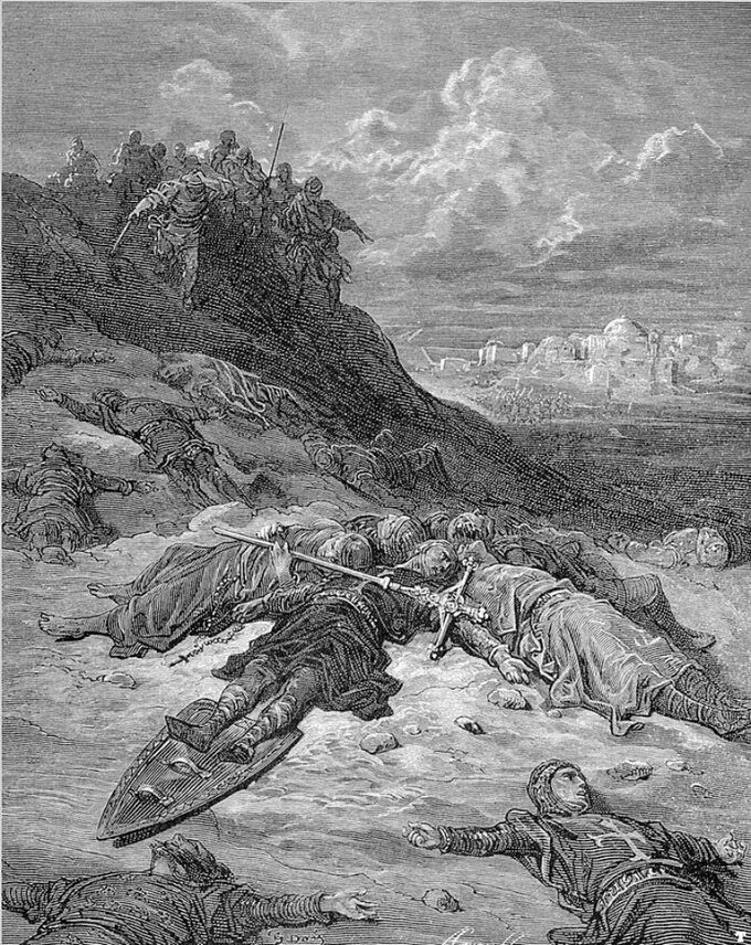 Gustave Doré , "Śmierć Fryderyka Barbarossy"