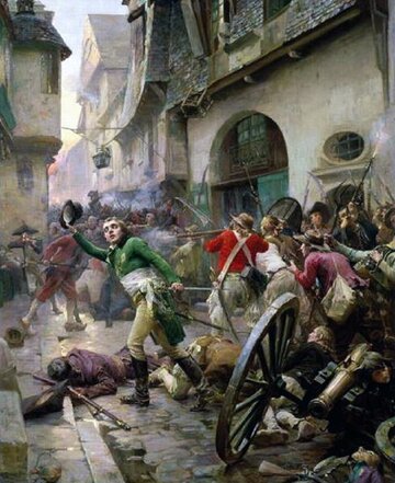Henri de La Rochejacquelein w&nbsp;boju o&nbsp;Cholet. Autor obrazu: Paul-&Eacute;mile Boutigny