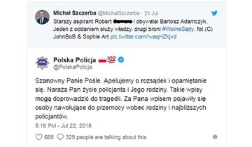 Policja apeluje do&nbsp;posła Szczerby