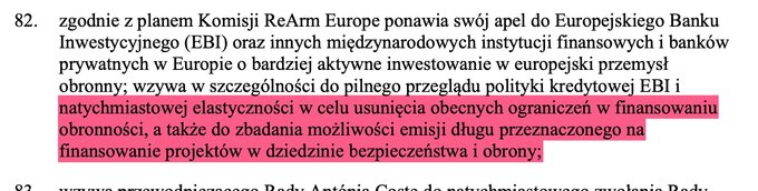 Fragment rezolucji Parlamentu Europejskiego dot. białej księgi obronności