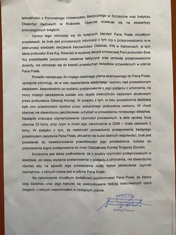 Odpowiedź prokuratora Andrzeja Pozorskiego na&nbsp;pytanie posła Tomasza Rzymkowskiego (2)