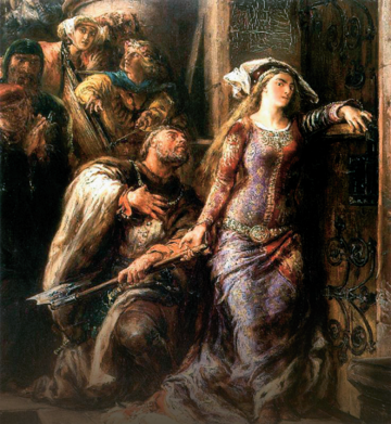Jan Matejko &bdquo;Kr&oacute;lowa Jadwiga i&nbsp;Dymitr z&nbsp;Goraja&rdquo;, 1882&nbsp;r., olej/tektura, 46 x 38 cm