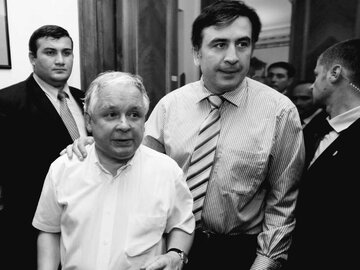 Prezydent Lech Kaczyński i&nbsp;prezydent Gruzji Micheil Saakaszwili