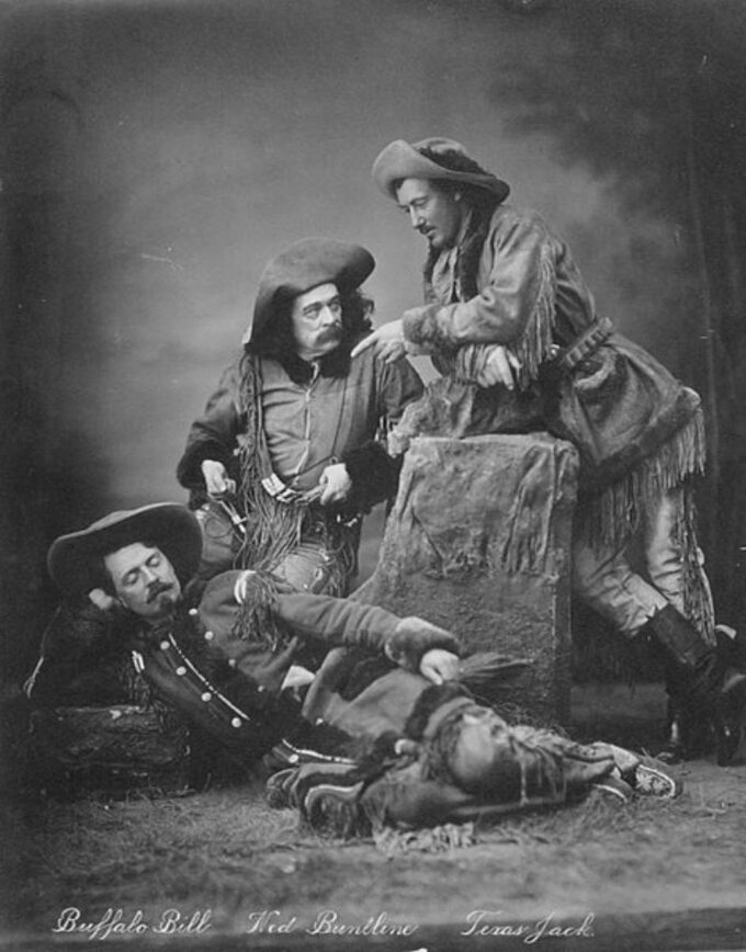 Buffalo Bill Cody, Ned Buntline, Texas Jack Omohundro w pokazie Wild West show