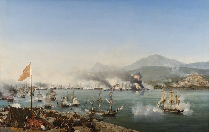 Bitwa morska w Zatoce Navarino. Obraz Garneraya