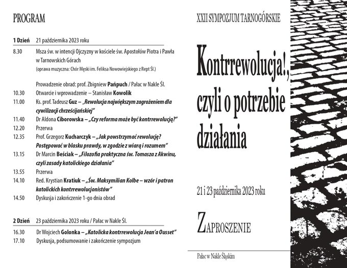 XXII Sympozjum Tarnogórskie Program cz.1