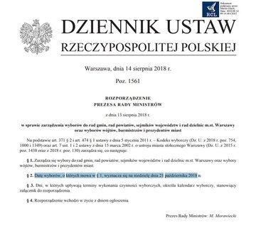 Rozporządzenie premiera ws. wybor&oacute;w samorządowych