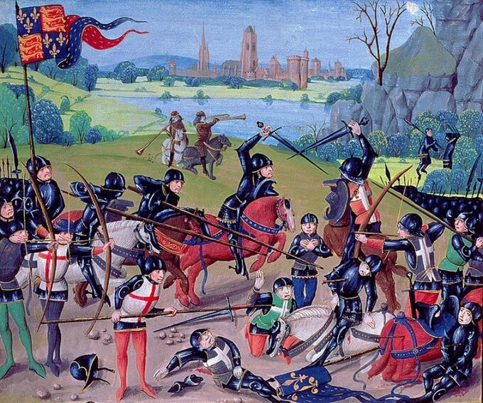 Bitwa pod Azincourt, miniatura z XV wieku