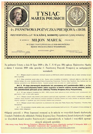 Rynek obligacji w&nbsp;Polsce na&nbsp;dobre  rozwinął się po&nbsp;odzyskaniu niepodległości w&nbsp;roku 1918