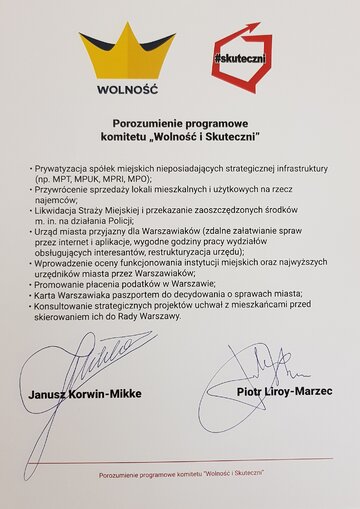 Porozumienie programowe komitetu "Wolność i&nbsp;Skuteczni"
