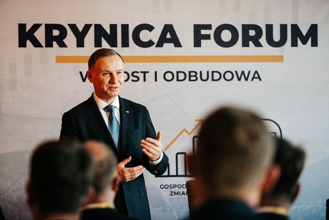 Prezydent RP Andrzej Duda podczas Krynica Forum 2022