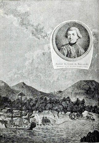 Statek &bdquo;Św. Piotr i&nbsp;Paweł&rdquo; pod&nbsp;sztandarem konfederacji barskiej dociera do&nbsp;Formozy (dziś Tajwan). Ilustracja z&nbsp;wydania Pamiętnik&oacute;w
