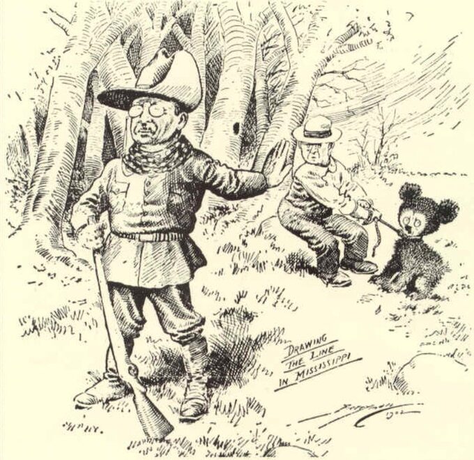Theodore Roosevelt na polowaniu, w czasie którego miał odmówić zastrzelenia bezbronnego niedźwiedzia