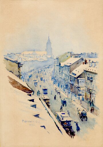 W. Podkowiński, Nowy Świat w&nbsp;Warszawie zimą