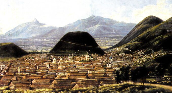 Widok Quito w połowie  xix wieku .