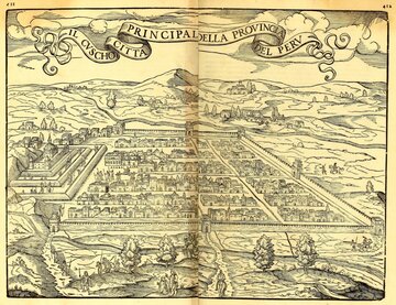 Cuzco, widok na&nbsp;miasto z&nbsp;około 1565 roku