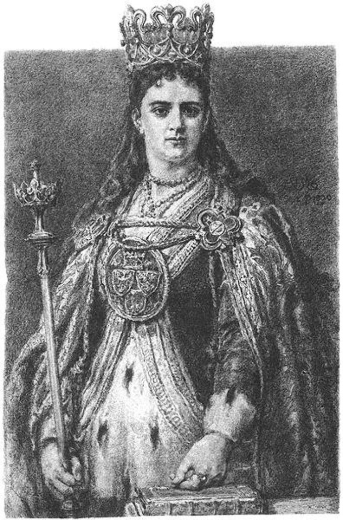 Jadwiga Andegaweńska. Rys. Jan Matejko