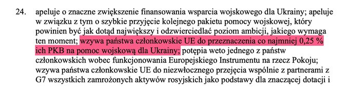Fragment rezolucji PE dot. białej księgi obronności