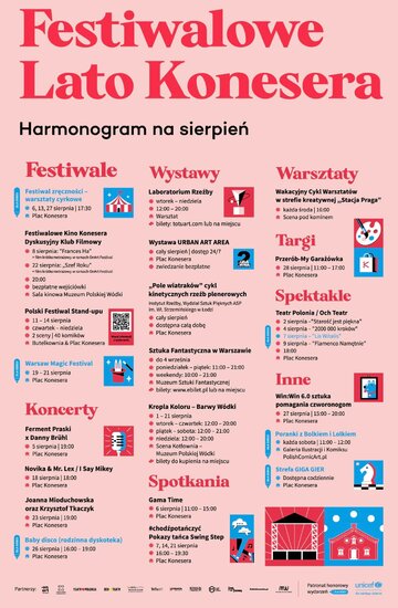 Festiwalowe Lato Konesera w&nbsp;Warszawie -&nbsp;Harmonogram