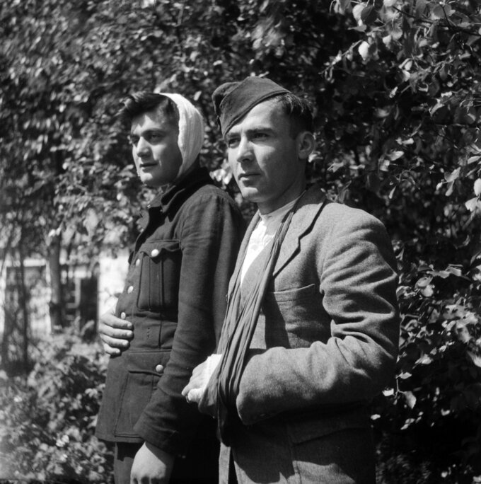 Ranni żołnierze Legionu Gruzińskiego. Texel, Holandia - 1945 r.