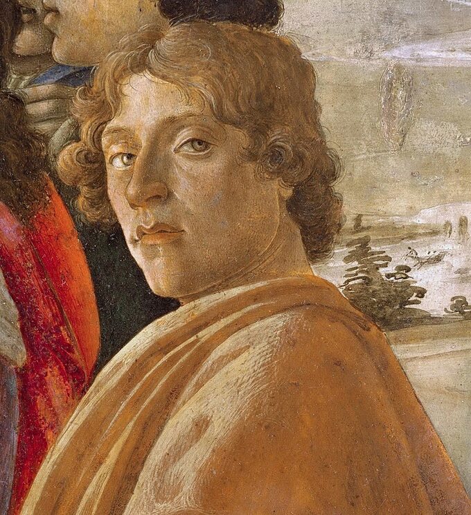 Postać ukazana na fragmencie obrazu Pokłon Trzech Króli – prawdopodobnie autoportret Sandro Botticellego