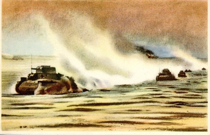 Widok&oacute;wka przedstawiająca niemieckie czołgi