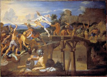 Horacjusz Kokles w&nbsp;czasie wojny Rzymu z&nbsp;Etruskami. Mal. Charles Le&nbsp;Brun