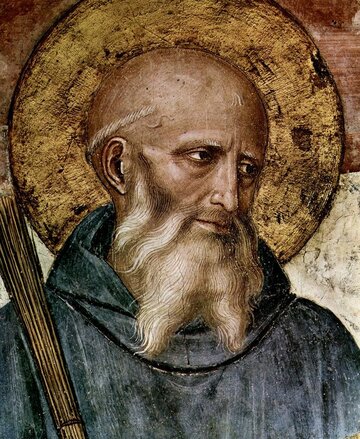Fresk Fra Angelico przedstawiający św. Benedykta z&nbsp;Nursji
