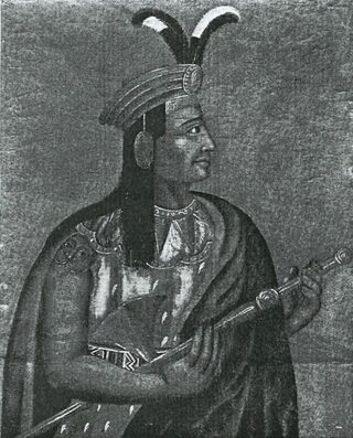 Atahualpa, ostatni władca Inków. Rysunek z 1533 roku