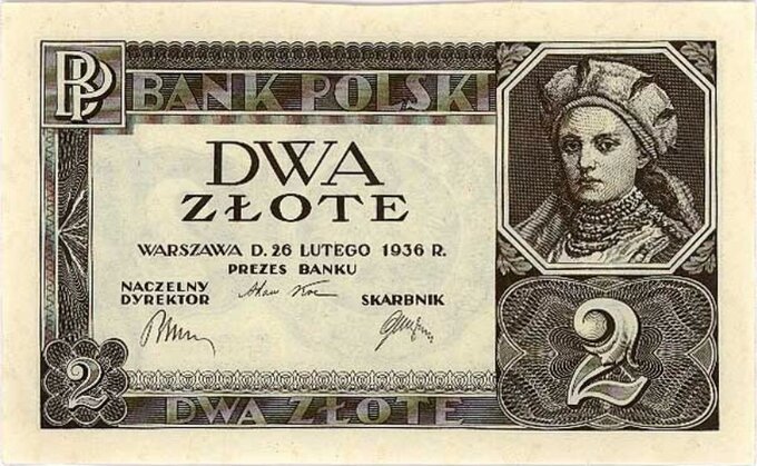 Nowo wprowadzona waluta, Złoty polski (2 złote polskie z&nbsp;1936)