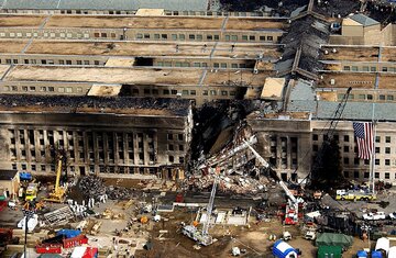 Pentagon po&nbsp;pożarze wywołanym przez atak 11 września 2001 roku