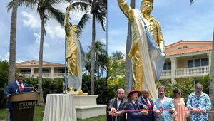 Miniatura: Pastor poświęcił złoty pomnik Trumpa. "To...