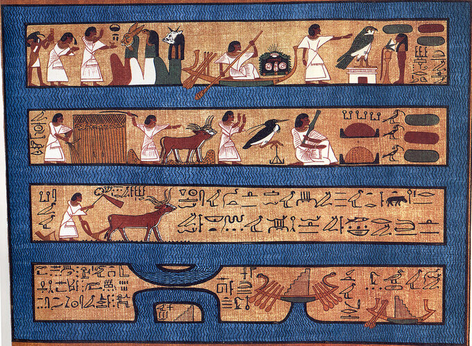 Przedstawienie „Pola trzcin” (egipskiego raju) na Papirusie Ani (ok. 1250 p.n.e.)