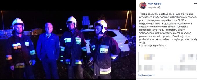 Biedroń pomógł ofiarom wypadku na drodze krajowej 50 w miejscowości Tabor (woj. mazowieckie).