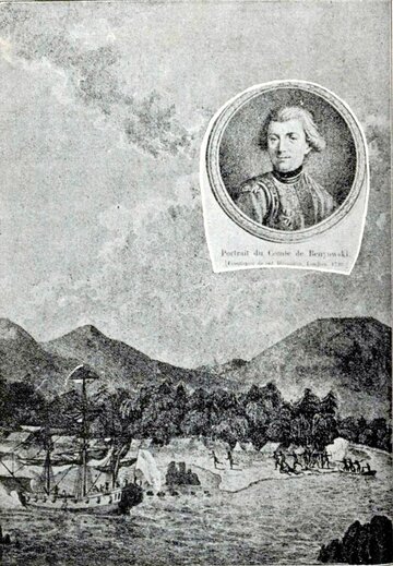 Statek &bdquo;Św. Piotr i&nbsp;Paweł&rdquo; pod&nbsp;sztandarem konfederacji barskiej dociera do&nbsp;Formozy (dziś Tajwan). Ilustracja z&nbsp;wydania Pamiętnik&oacute;w