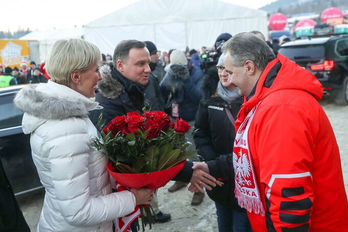 Para prezydencjka na konkursie Pucharu Świata w skokakach narciarskich w Zakopanem