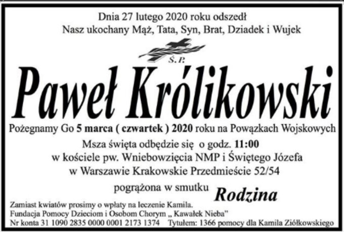 Nekrolog Pawła Królikowskiego