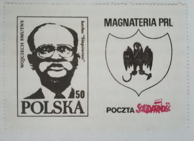 Wojciech Jaruzelski na znaczku podziemnej poczty.