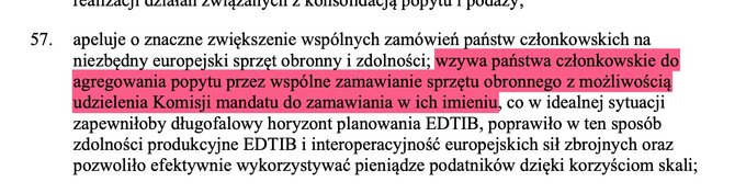 Fragment rezolucji PE dot. białej księgi obronności UE